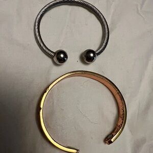 Elegant Silver and Gold Cuff Bracelet Set